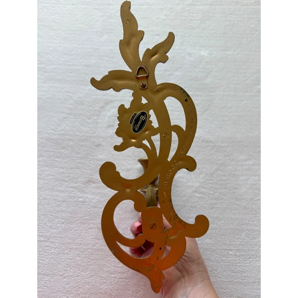 Vintage Syroco Resin Gold Wall Candle Sconce Hollywood Regency‎ Ornate Floral